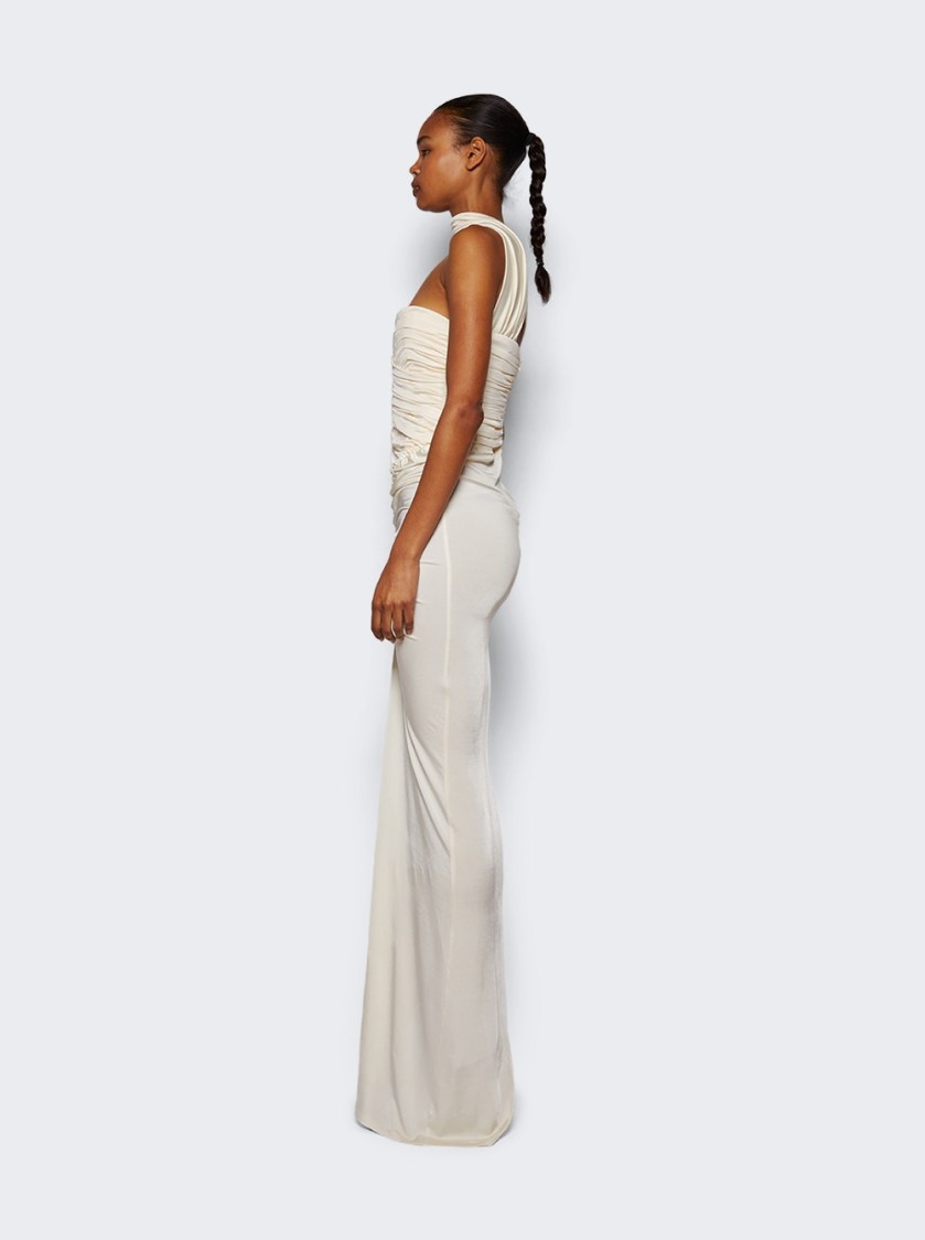 The New Arrivals By Ilkyaz Ozel Samsara Ruched Jersey Dress - Casablanca Lily In Neutrals