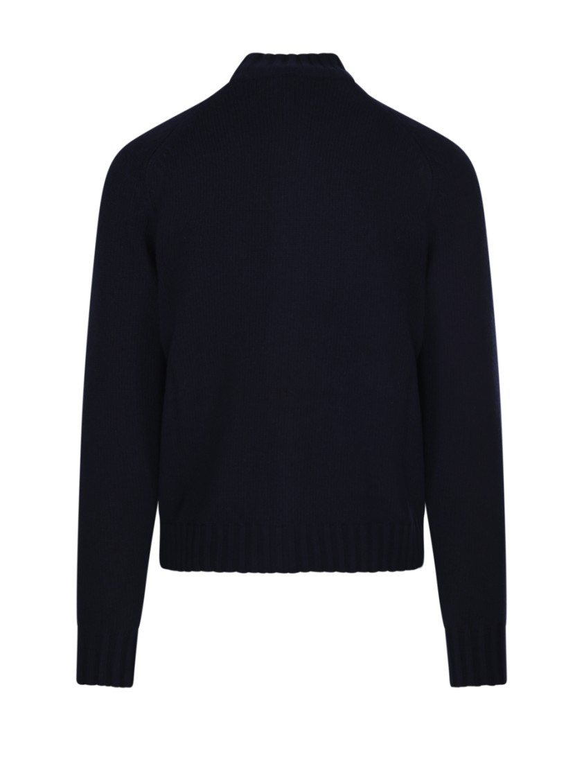 Altea Textured Knit Jacket With High Collar And Button-down Front In Blue