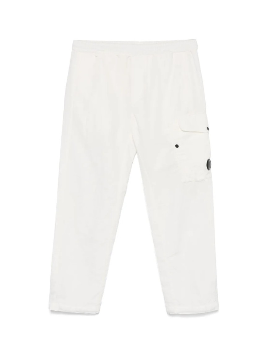 C.p. Company Regular Fit Cotton Linen Pants In White