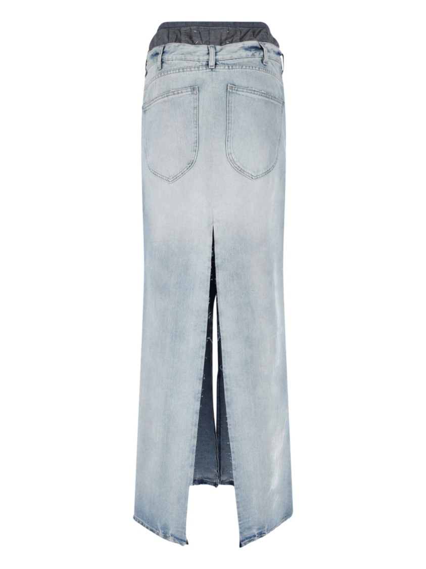 MAISON MARGIELA MAISON MARGIELA ANONIMITY OF THE LINING' MAXI DENIM SKIRT – LIGHT BLUE 