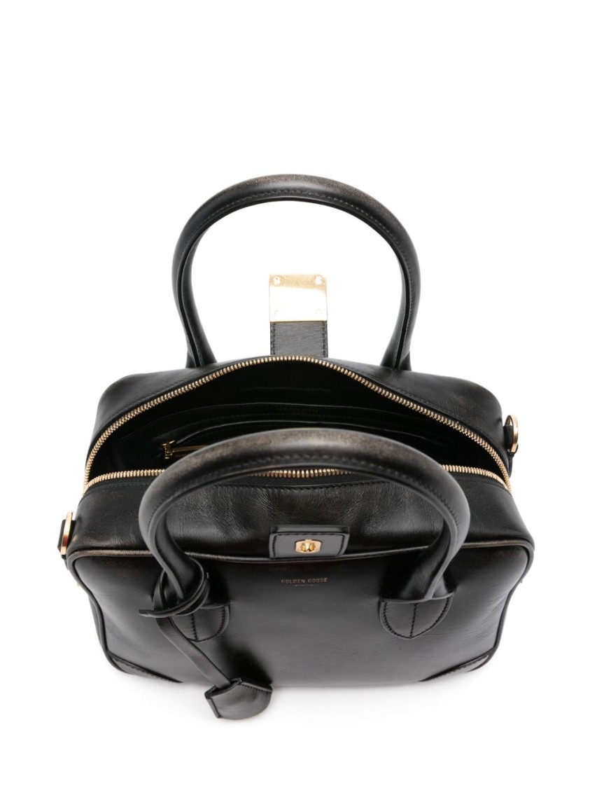 Golden Goose Life Black Sheepskin Bag And Gold Details
