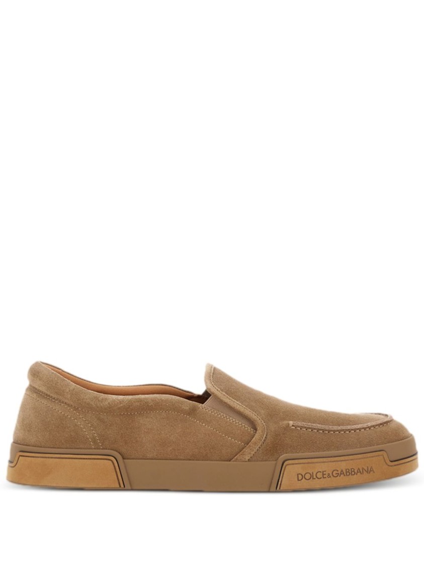 Dolce & Gabbana Brown Suede Slip-on Shoes