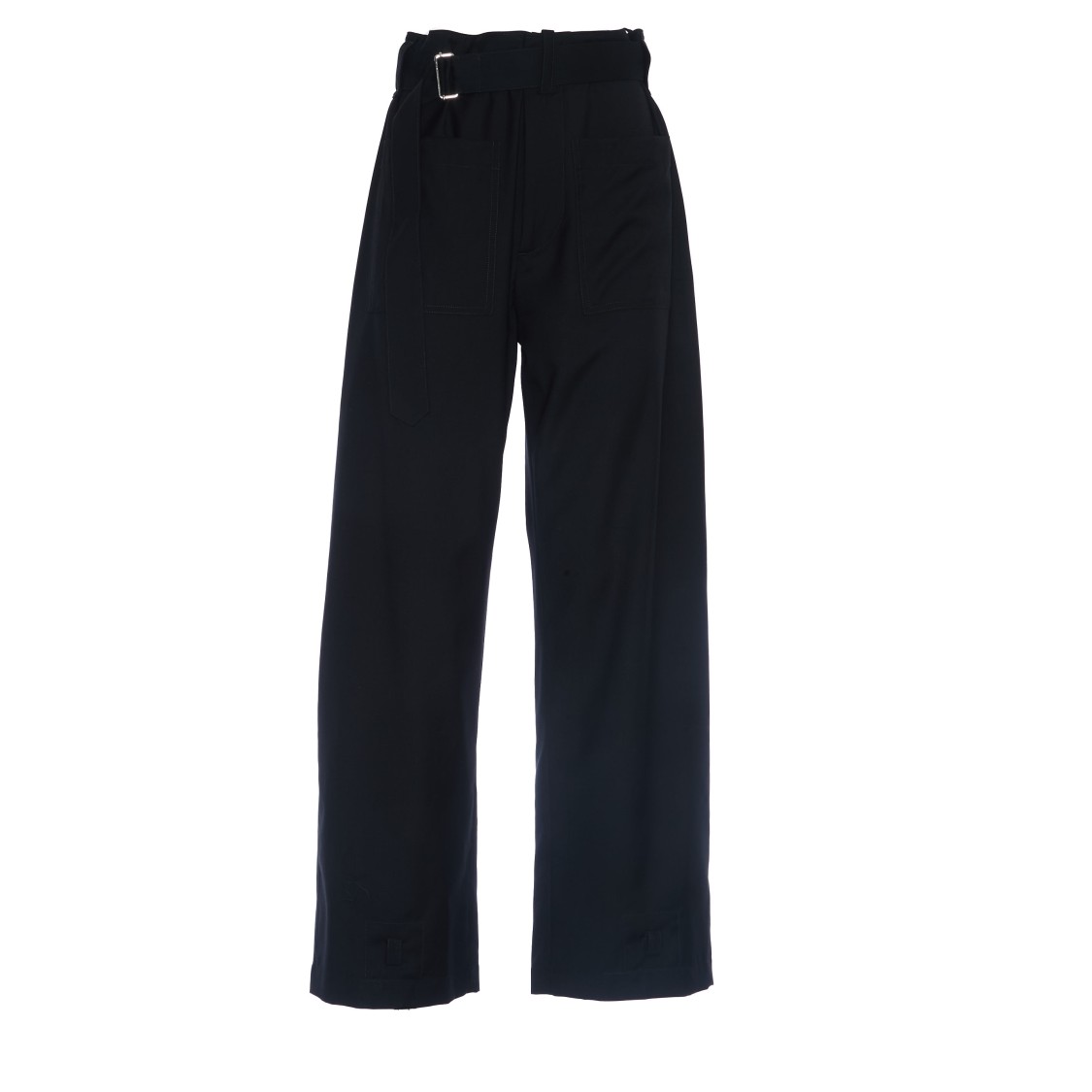 N°21 Wide-leg Cargo Pants With Tonal Waistband In Black