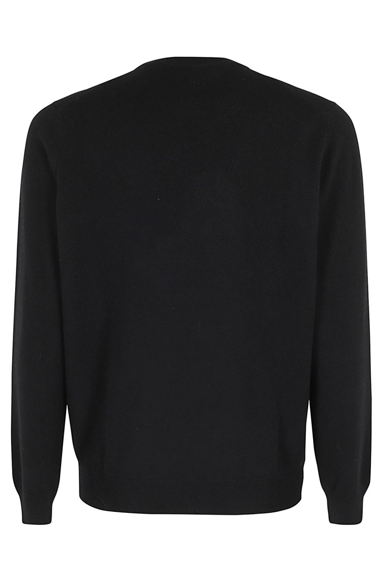 Filippo De Laurentiis Black Wool-cashmere Blend Crew Neck Sweater In Brown