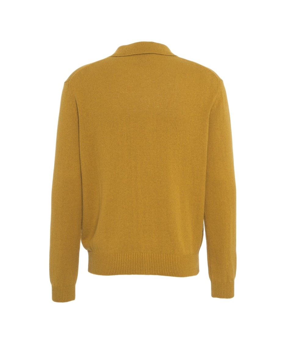 AMARANTO AMARANTO GOLDEN YELLOW CLASSIC COLLAR KNIT CARDIGAN 