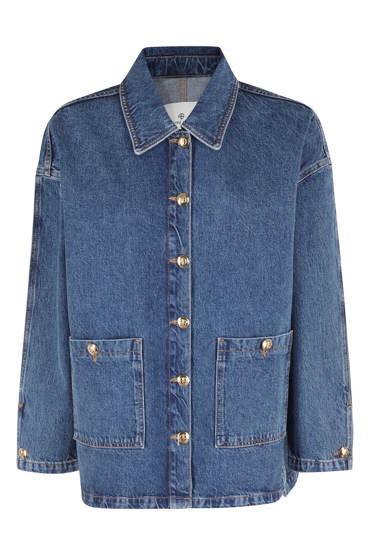 Anine Bing Long Sleeve Denim Jacket In Blue