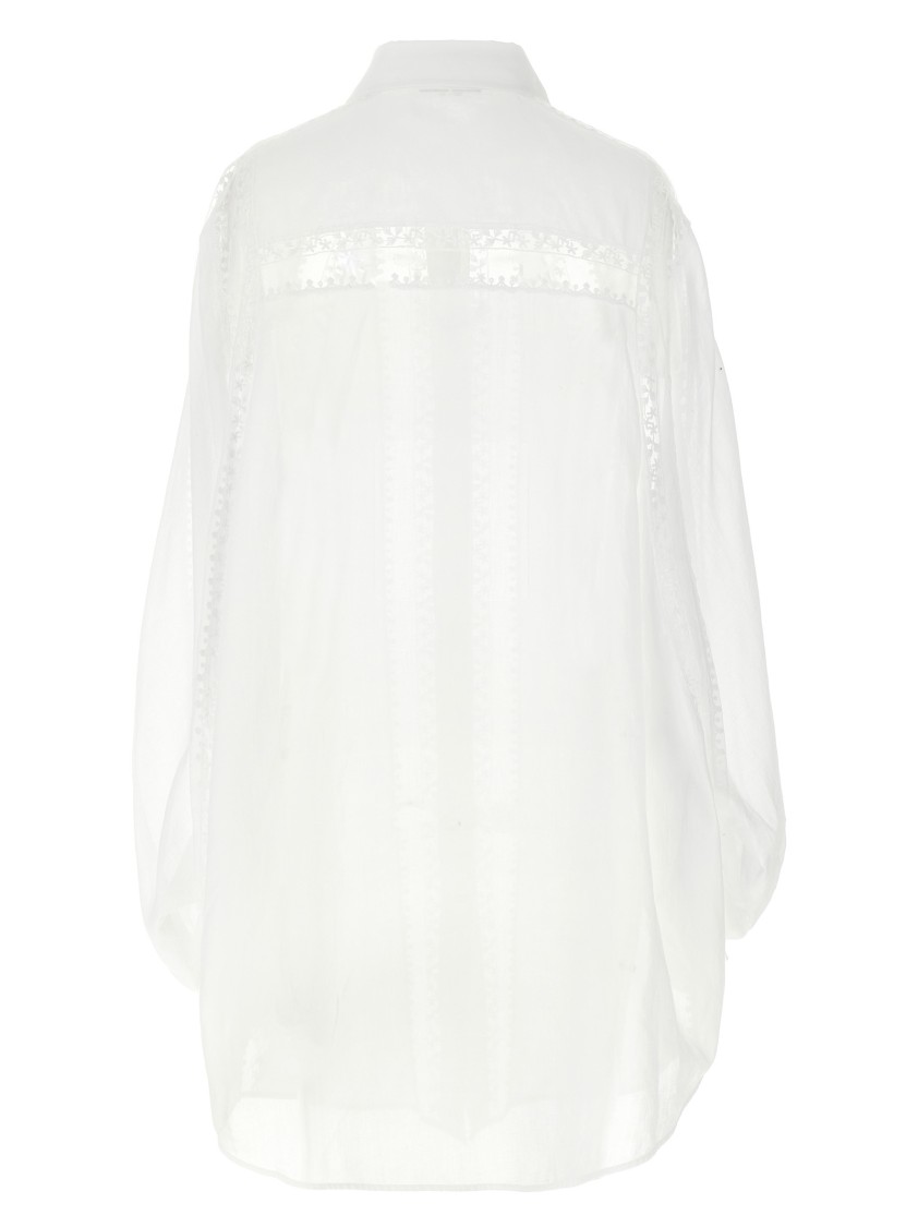 Ermanno Scervino Macramé Lace Cotton Shirt With Tulle Inserts