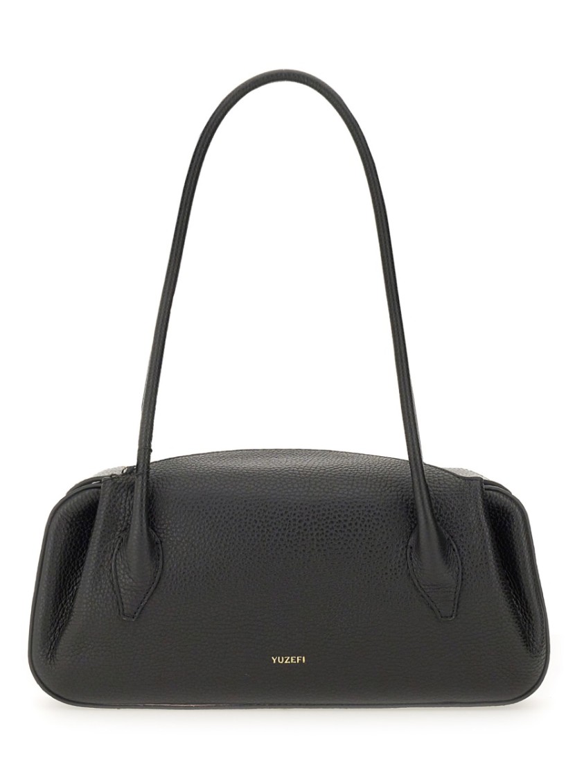 Yuzefi Structured Pebbled Texture Shoulder Bag In Black