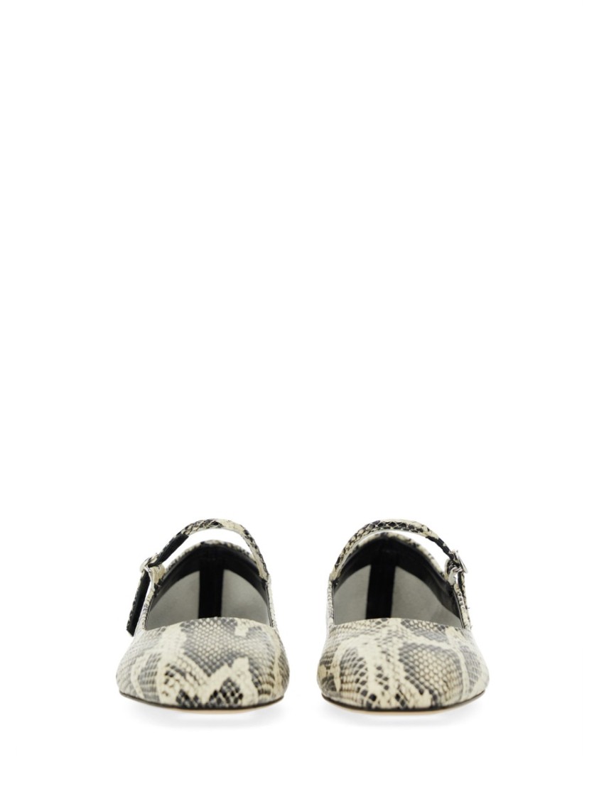 Aeyde Uma Snake Printed Leather Flats In Multicolor