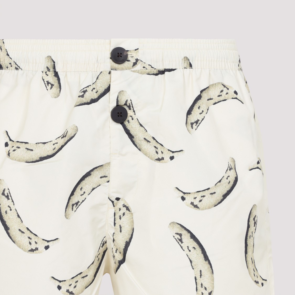 Shop Jacquemus Banana Print Swim Shorts With Elastic Waistband In White