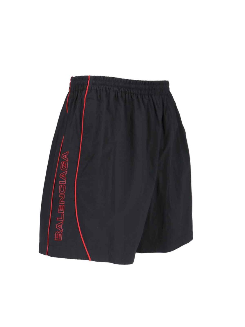 Balenciaga Black Technical Fabric Short With Logo
