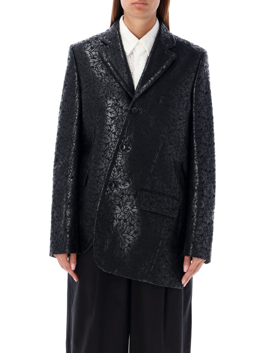 Shop Comme Des Garçons Embossed Floral Pattern Blazer In Black