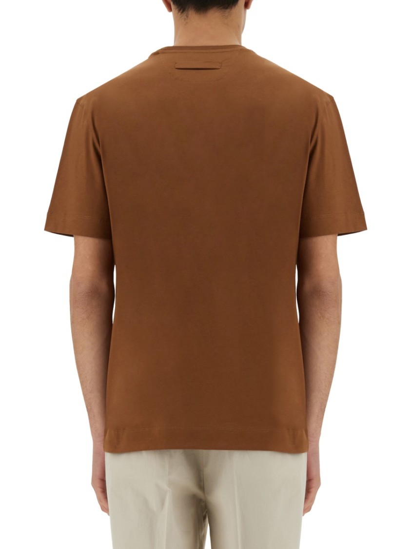 Shop Zegna Brown Regular Fit Cotton T-shirt