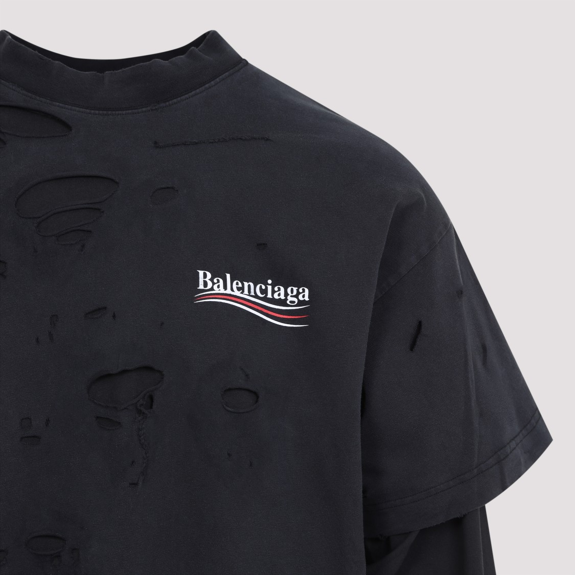 Balenciaga Black Political Campaign Long Sleeve Layered T-shirt In Black