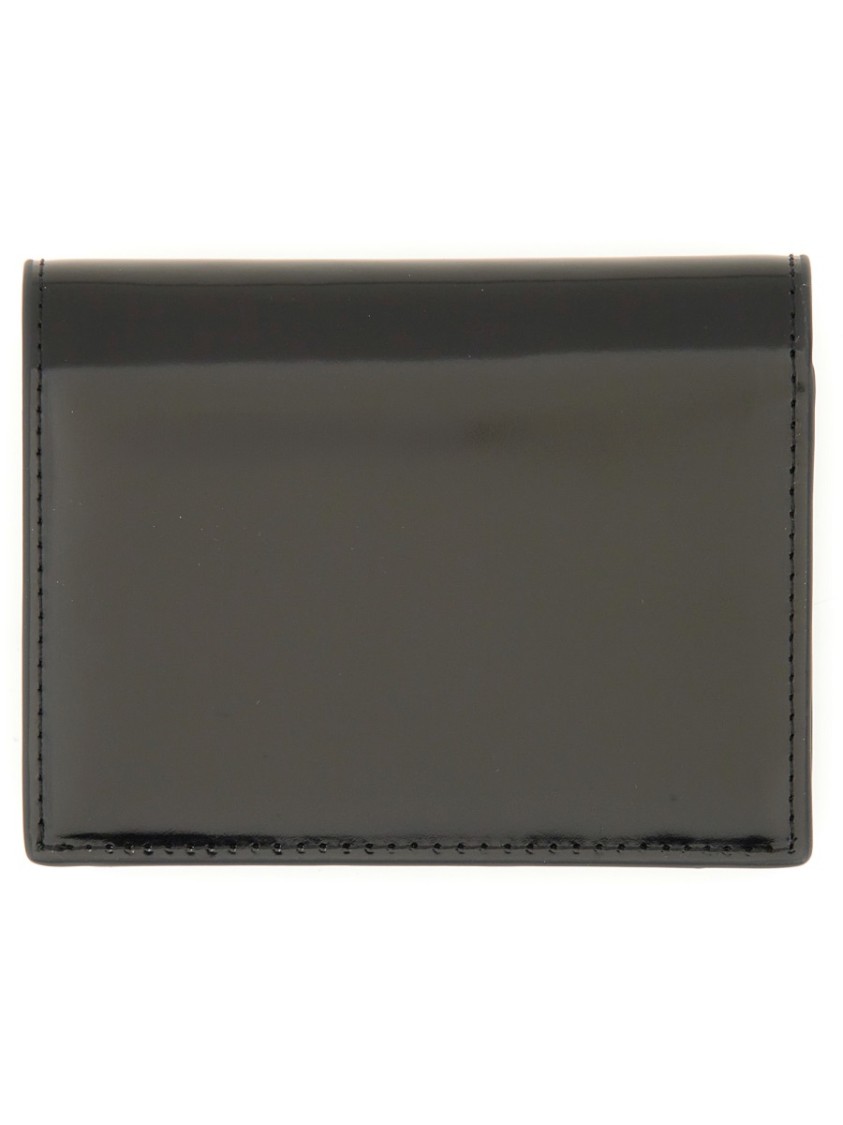Diesel Bi-fold Card Holder In Mirrored Leather In Grey