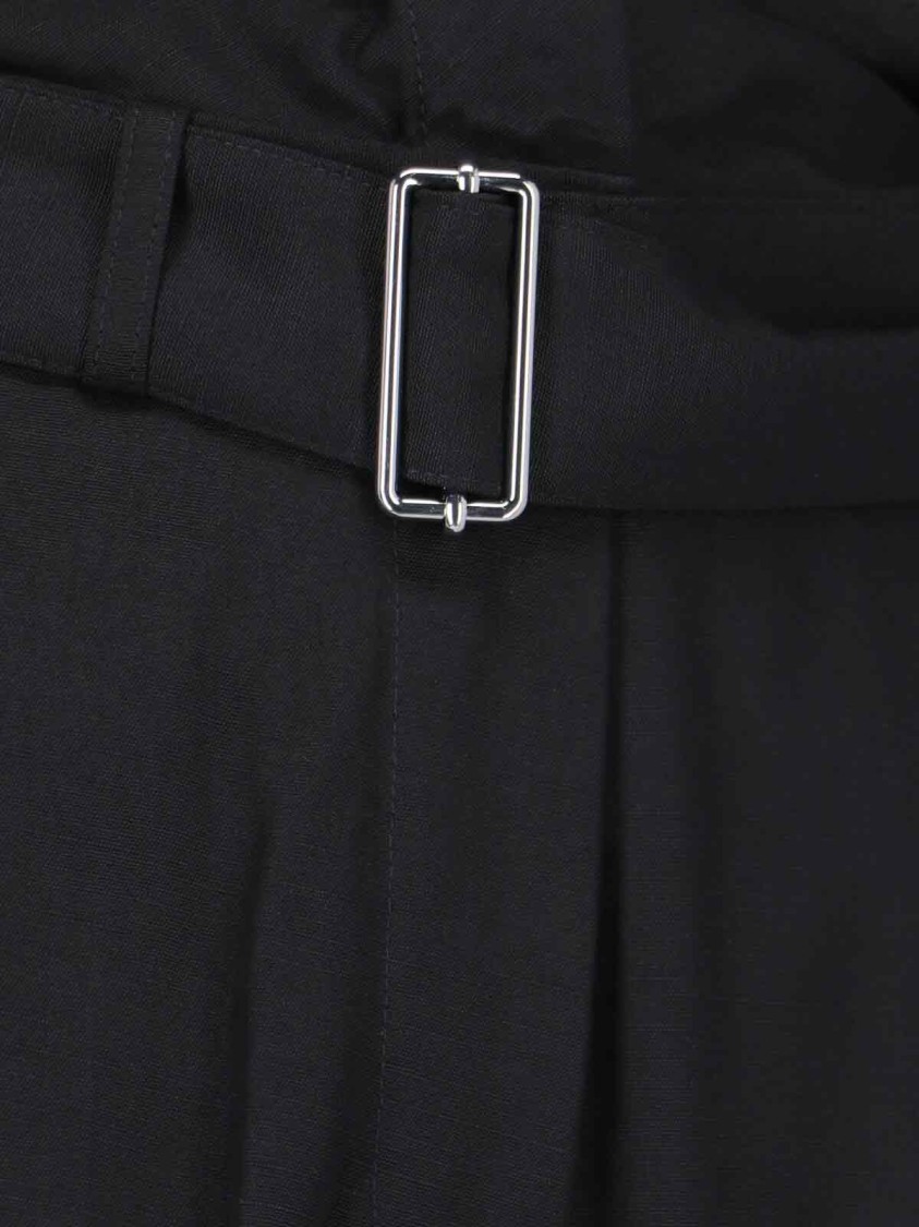 Shop Jw Anderson J. W. Anderson High-waisted Black Wide-leg Pants With Silver Logo Detail