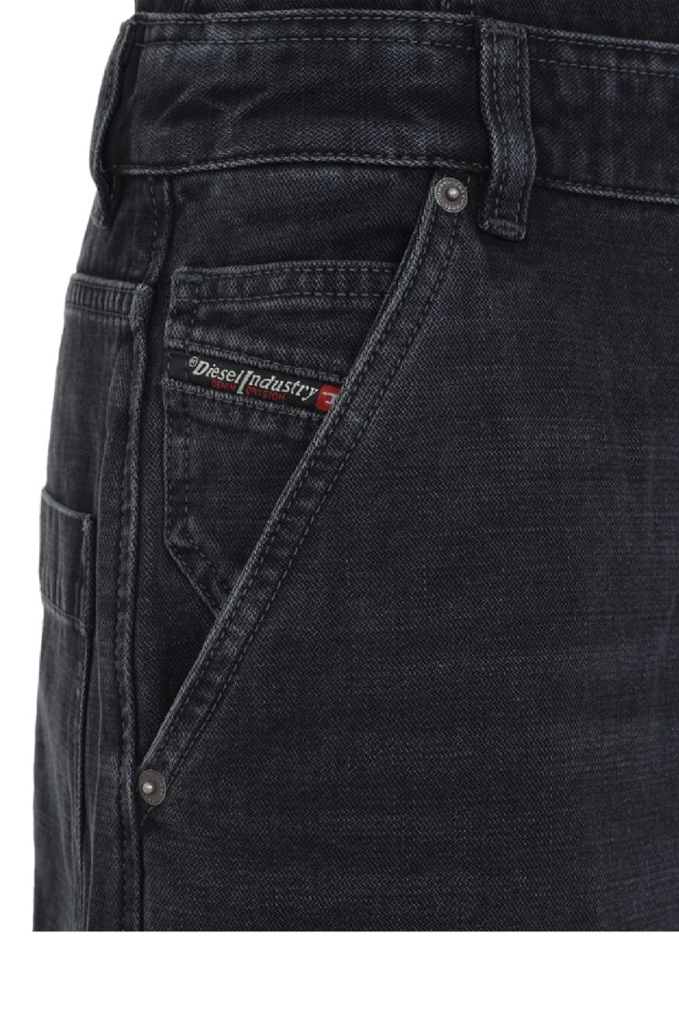 Diesel Black Jeans With Overalls And D Logo Plaque On The Front