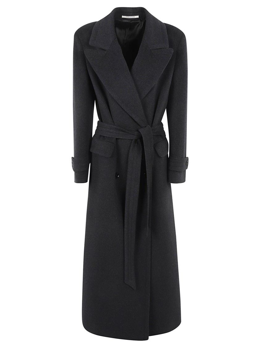 Tagliatore Molly Belted Waist Wool Coat In Black