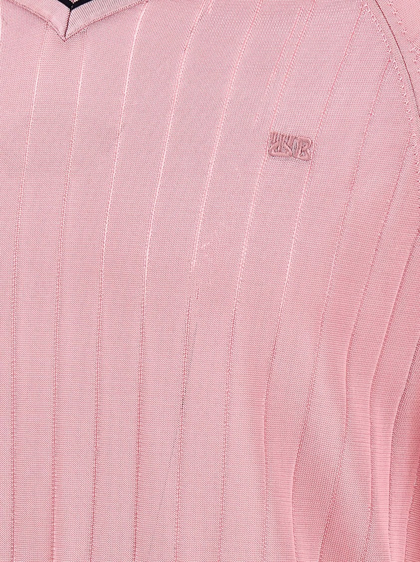 Wales Bonner Roots Polo Shirt Sweater In Pink
