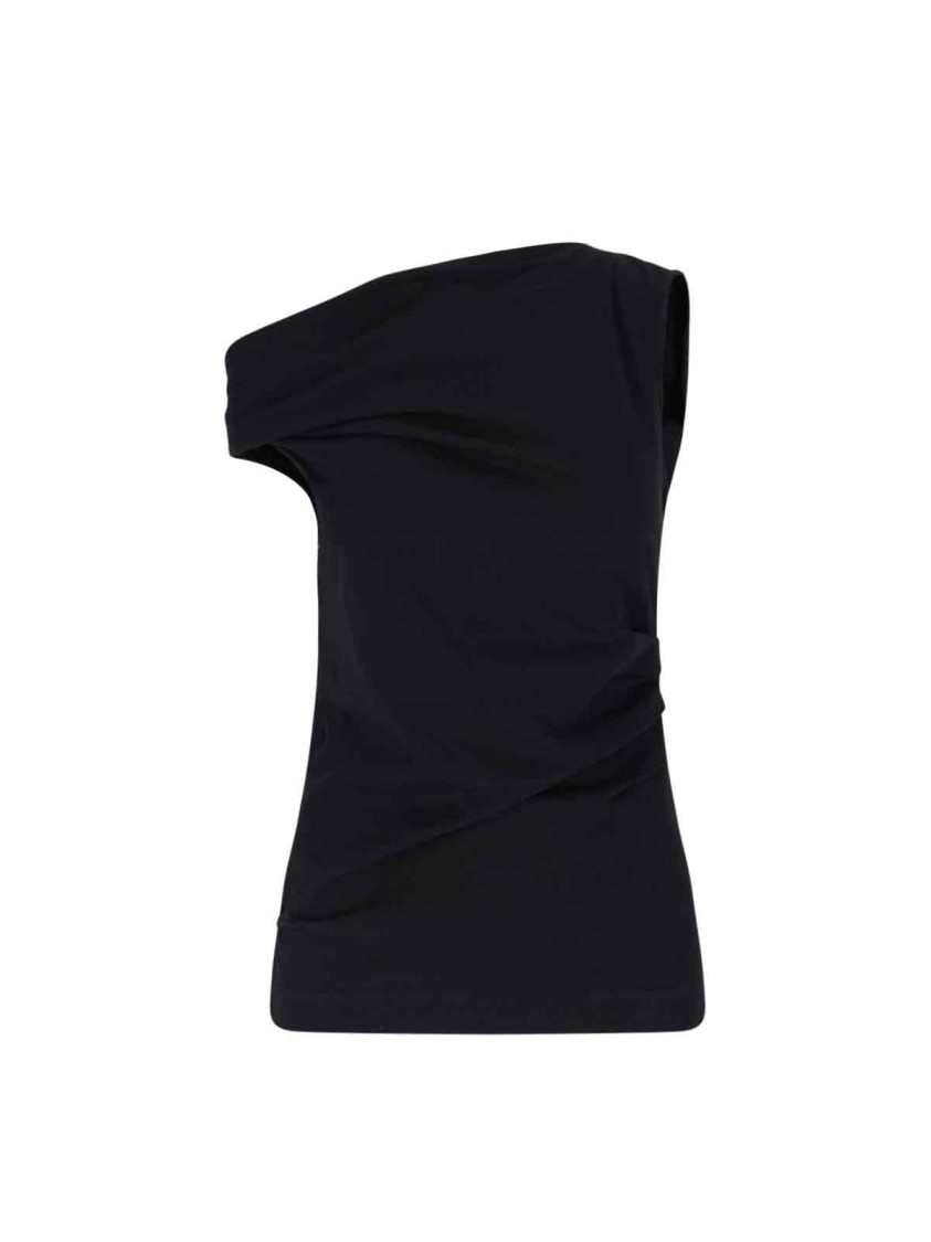 Shop Dries Van Noten Draped Asymmetric Top – Black