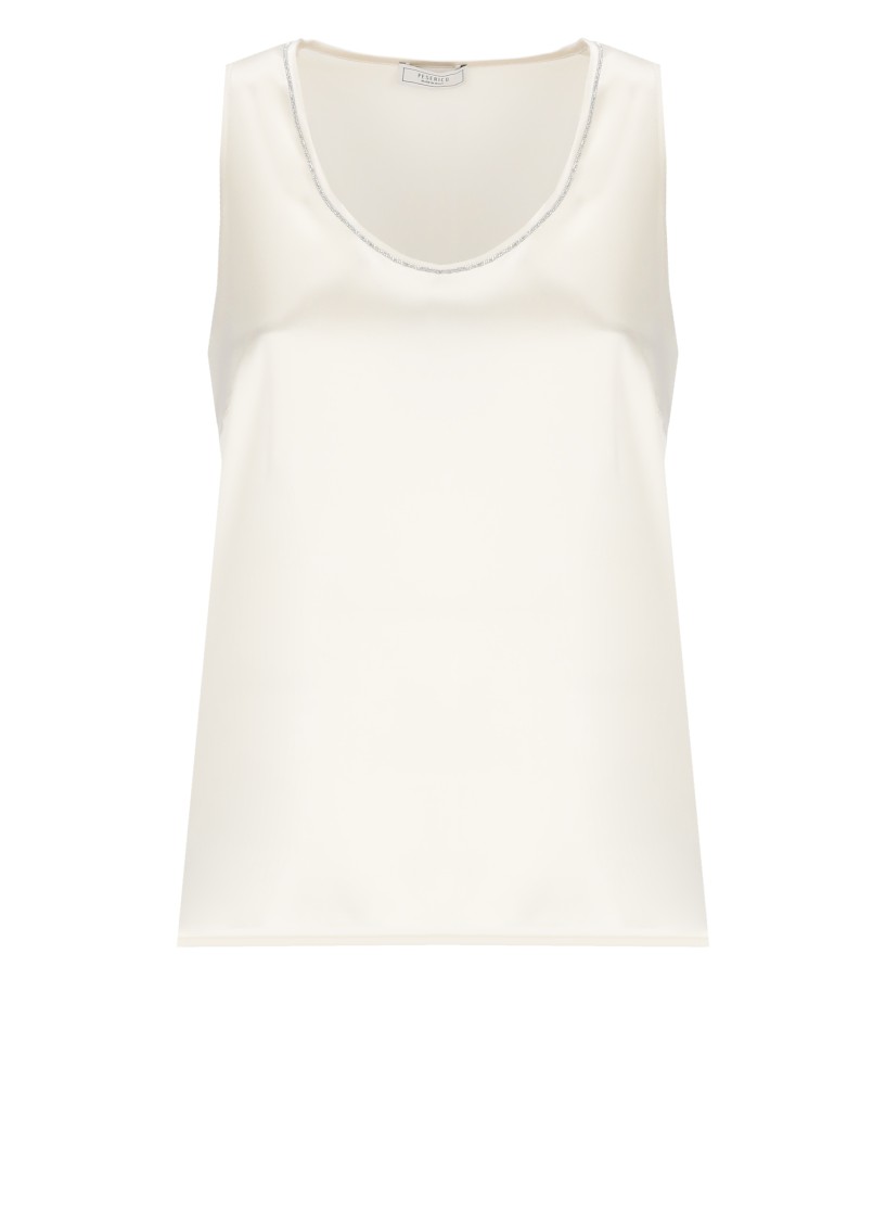 Shop Peserico Ivory Silk Top In Neutrals