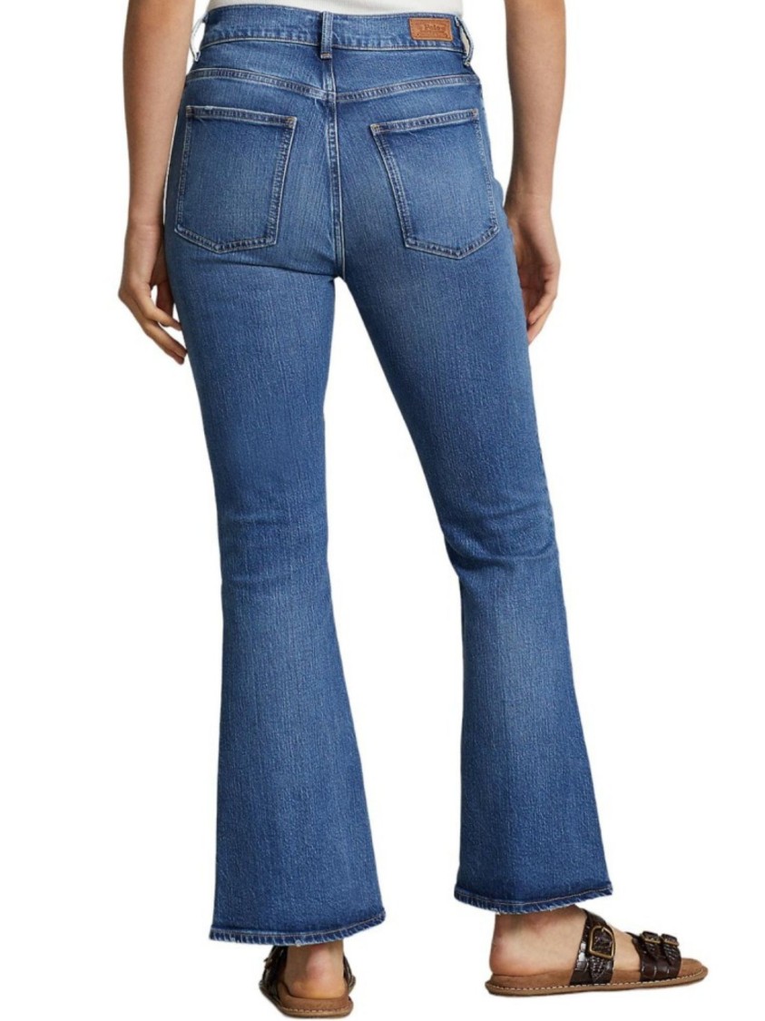 Polo Ralph Lauren High-waisted Flared Jeans With Cropped Leg And Vintage Wash In Blue