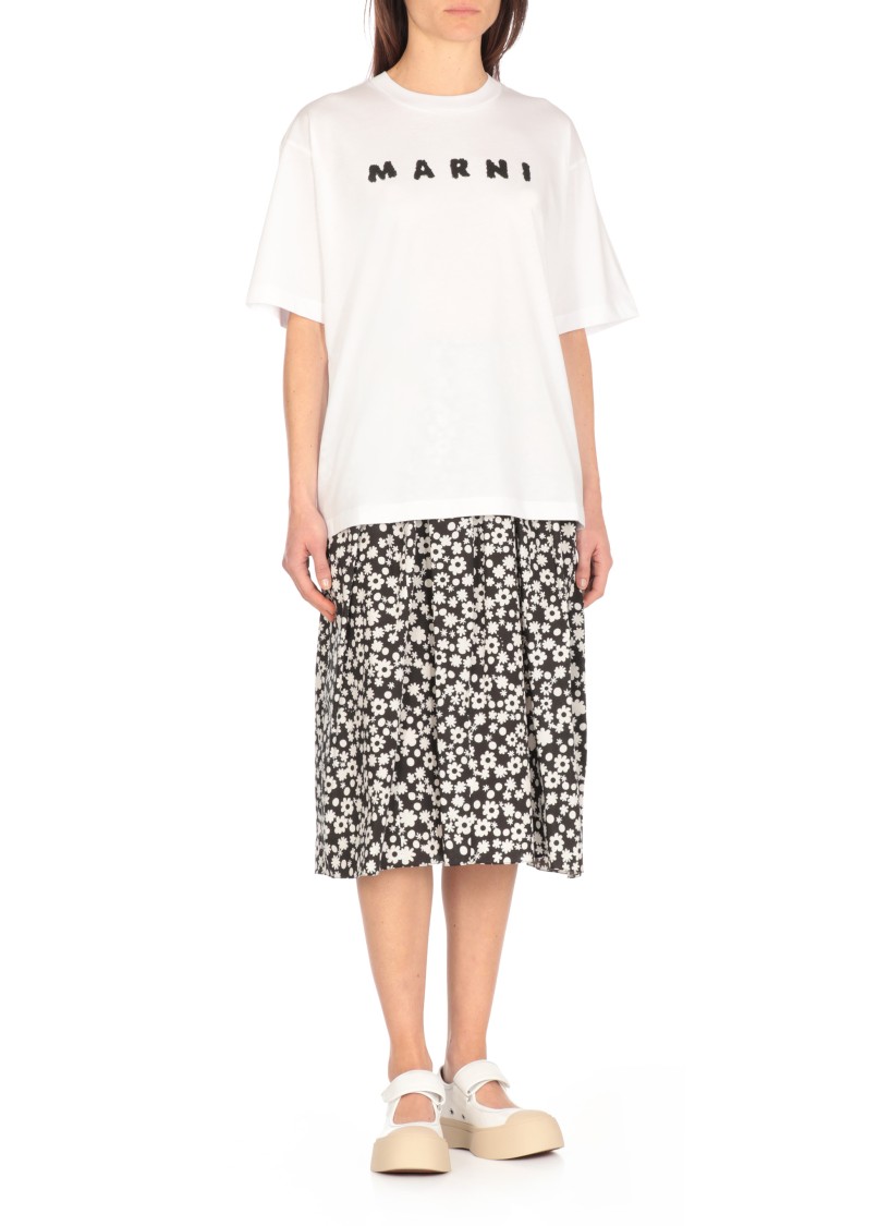 Marni Logo-print Short-sleeved T-shirt In White
