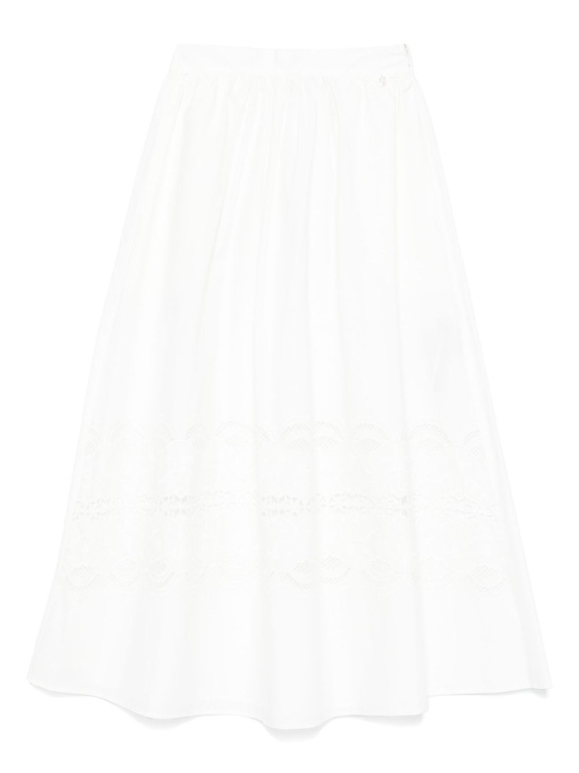 Liu •jo Liu Jo White Cotton Midi Skirt In White