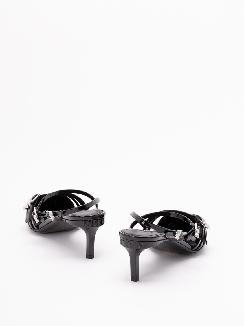 Philipp Plein Multi-strap Mid-heel Slingbacks In Black