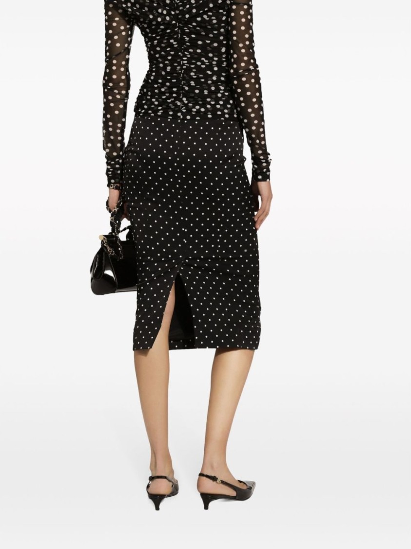 Shop Dolce & Gabbana Polka Dot Midi Skirt With Elegant Silhouette And Luxurious Silk Blend In Black