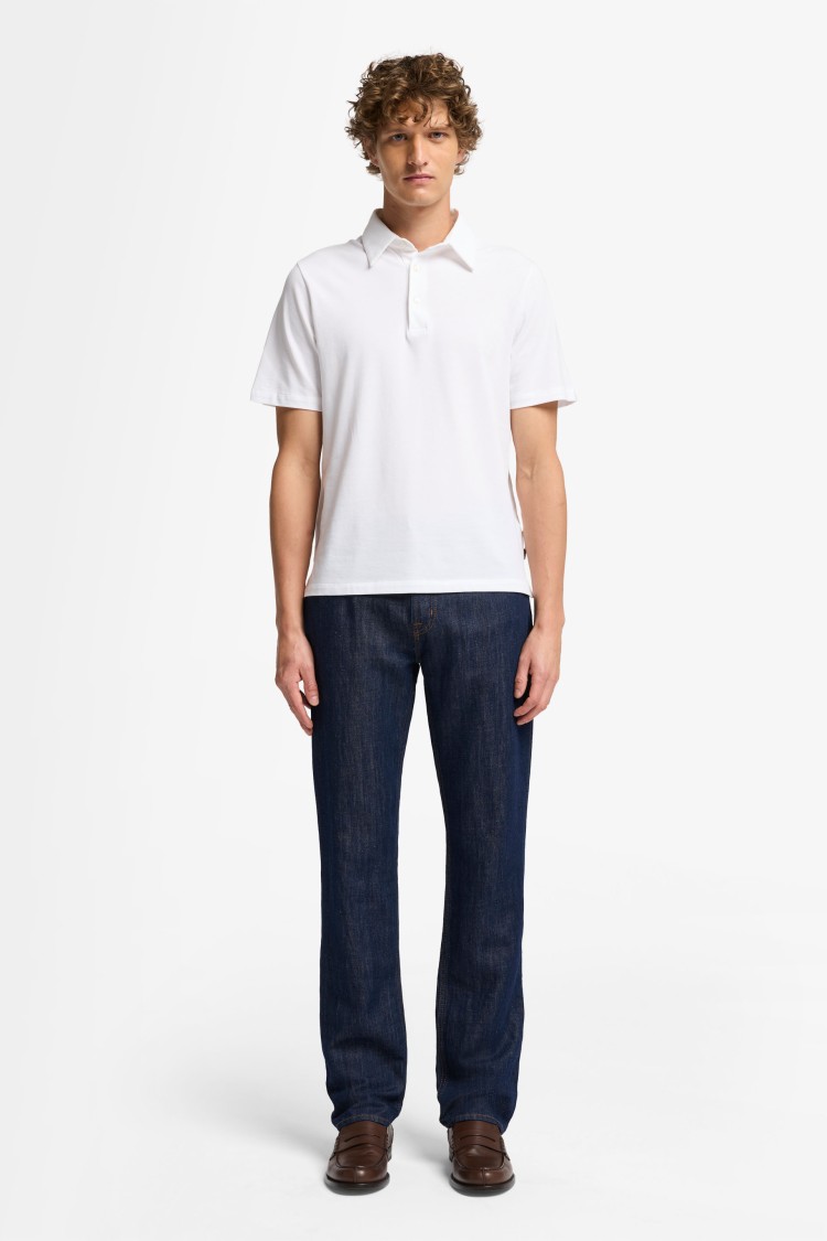 7 FOR ALL MANKIND 7 FOR ALL MANKIND STRAIGHT-LEG DARK BLUE DENIM JEANS