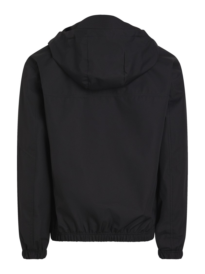 Calvin Klein Waterproof Black Drawstring Hood Jacket With Multiple Pockets In Black