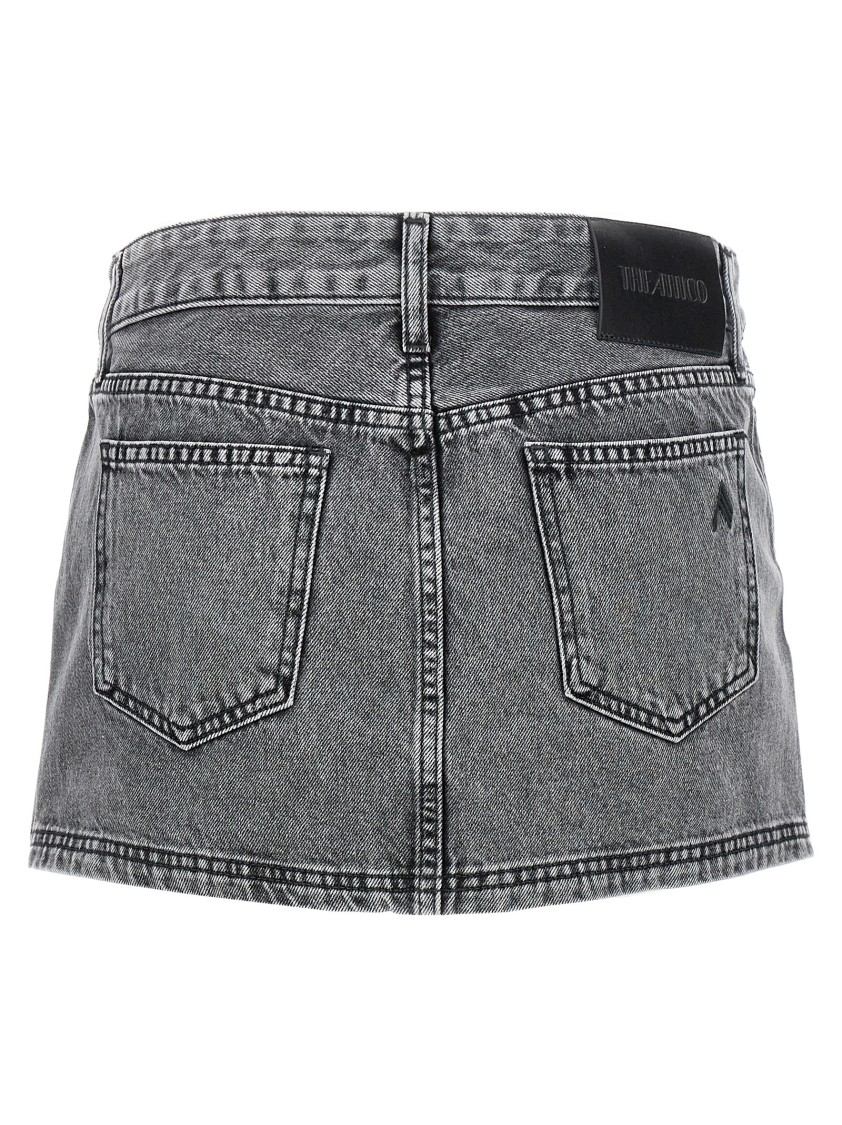 Attico Gray High-waisted Slim Fit Denim Mini Skirt