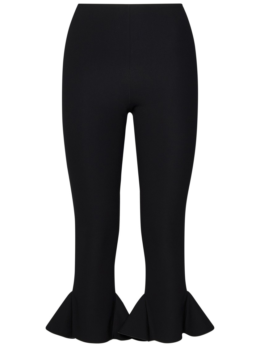 Shop Nensi Dojaka Fitted Black Trousers With Ruffled Hem Detail