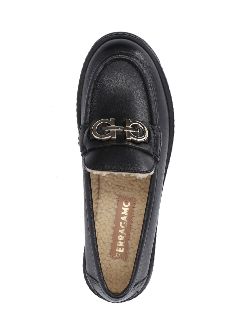 Ferragamo Black Gancini Ornament Loafers