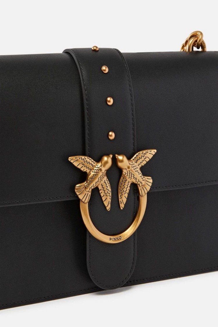 Pinko Leather Shoulder Bag With Gold-tone Bird Clasp