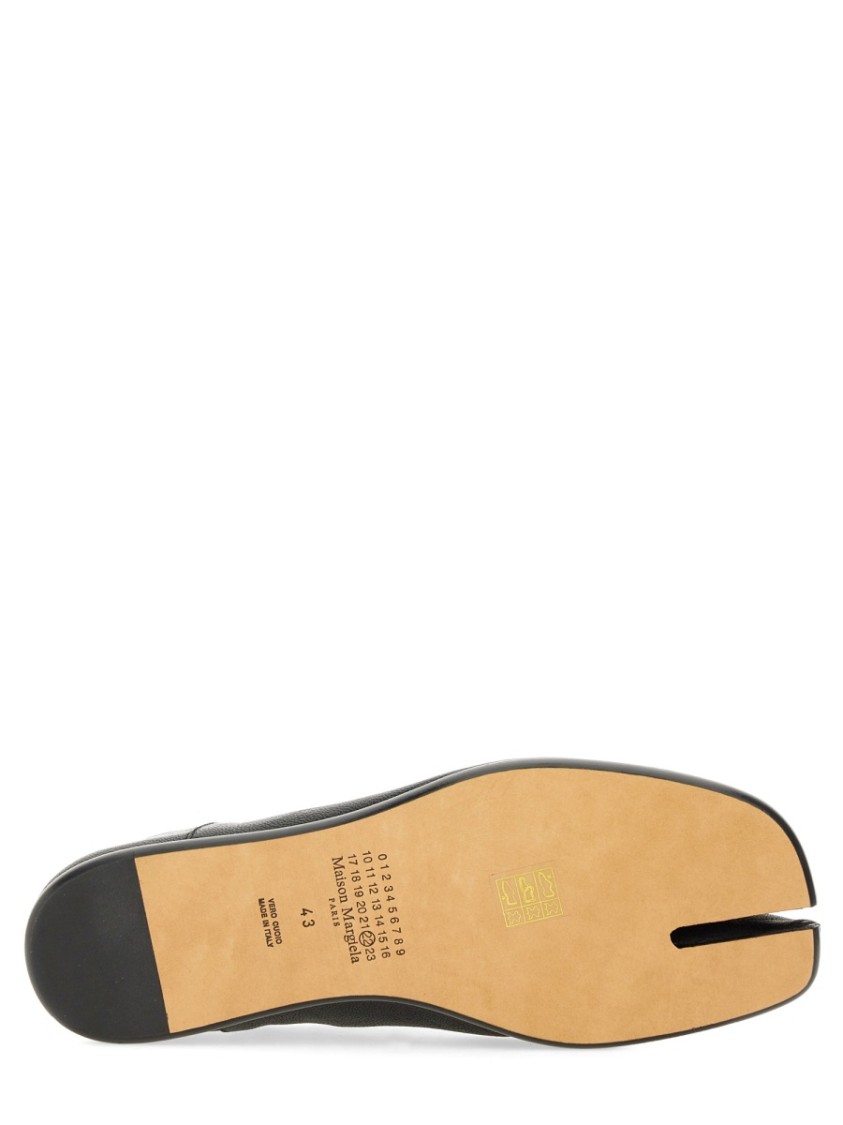 Maison Margiela Tabi Grey Branded Leather Slip On In Black