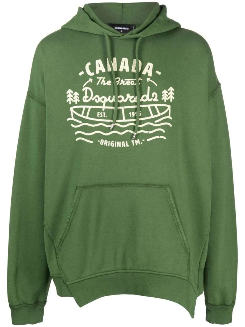 パーカー・フーディ Dsquared2 Graphic-Print Verde Cotton Hoodie Dsquared2 Graphic-Print Verde Cotton Hoodie | THE LIST
