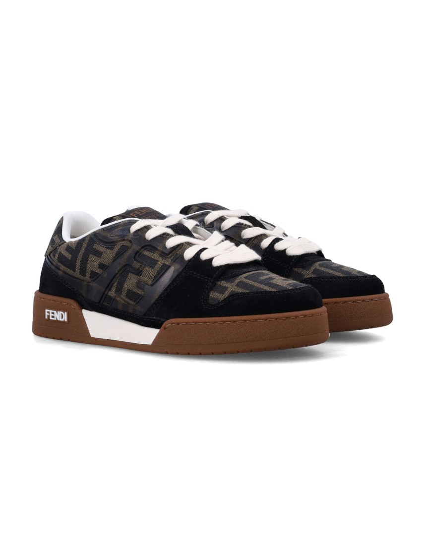 Fendi Match Suede Sneakers With Jacquard Ff Fabric Inserts