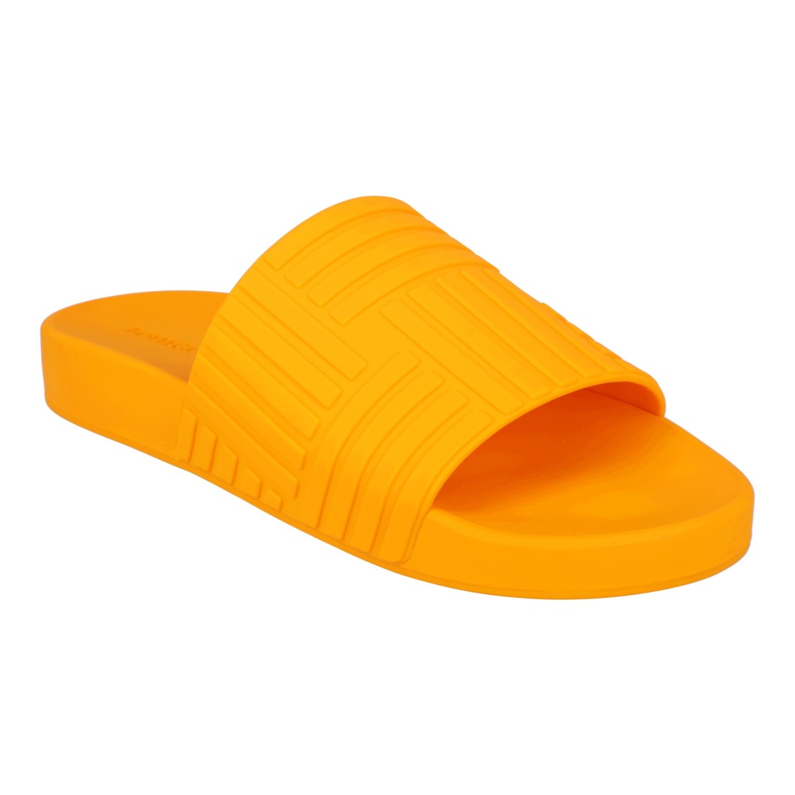 Bottega Veneta Embossed Rubber Slides In Orange