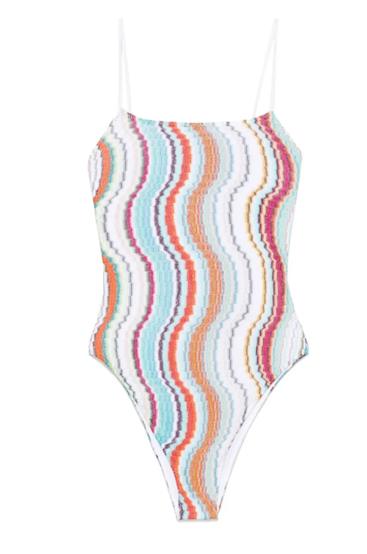 MISSONI MISSONI LIGHT BLUE ONE PIECE WITH VIBRANT WAVE PATTERN 