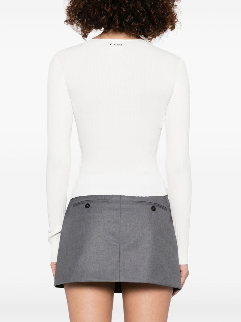 Shop Pinko Asymmetrical Long-sleeved Top With Gathered Front In White