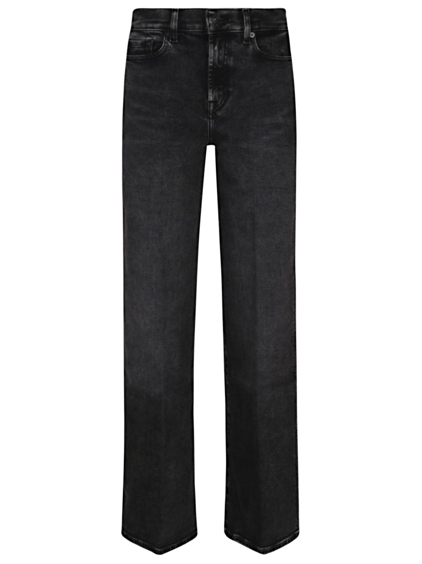 7 For All Mankind High-rise Wide Flared Jeans In Black