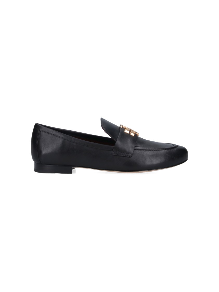 Tory Burch 'eleonor' Black Slip-on Loafers With Double T In Black