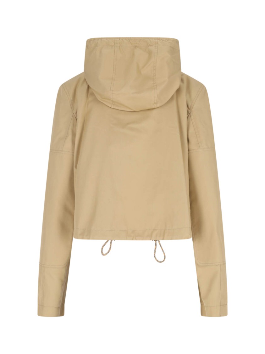 Burberry Gabardine Cropped Parka In Neutral