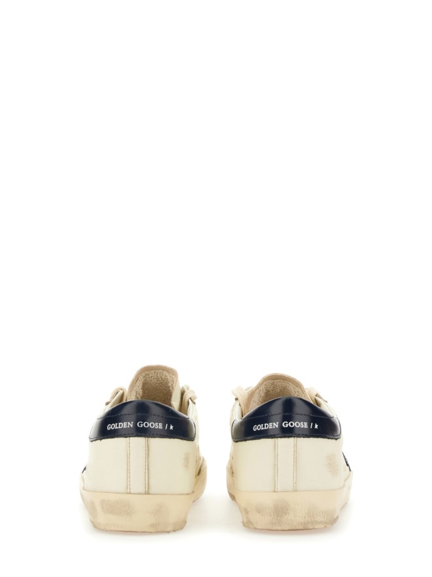 Golden Goose White Lace Up Leather Sneakers In White