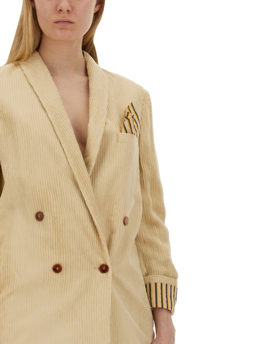 Alysi Double-breasted V-neck Blazer In Neutrals
