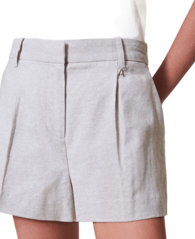 TWINSET ACTITUDE TWINSET ACTITUDE TEXTURED ANGORA BERMUDA SHORTS WITH PLEATS
