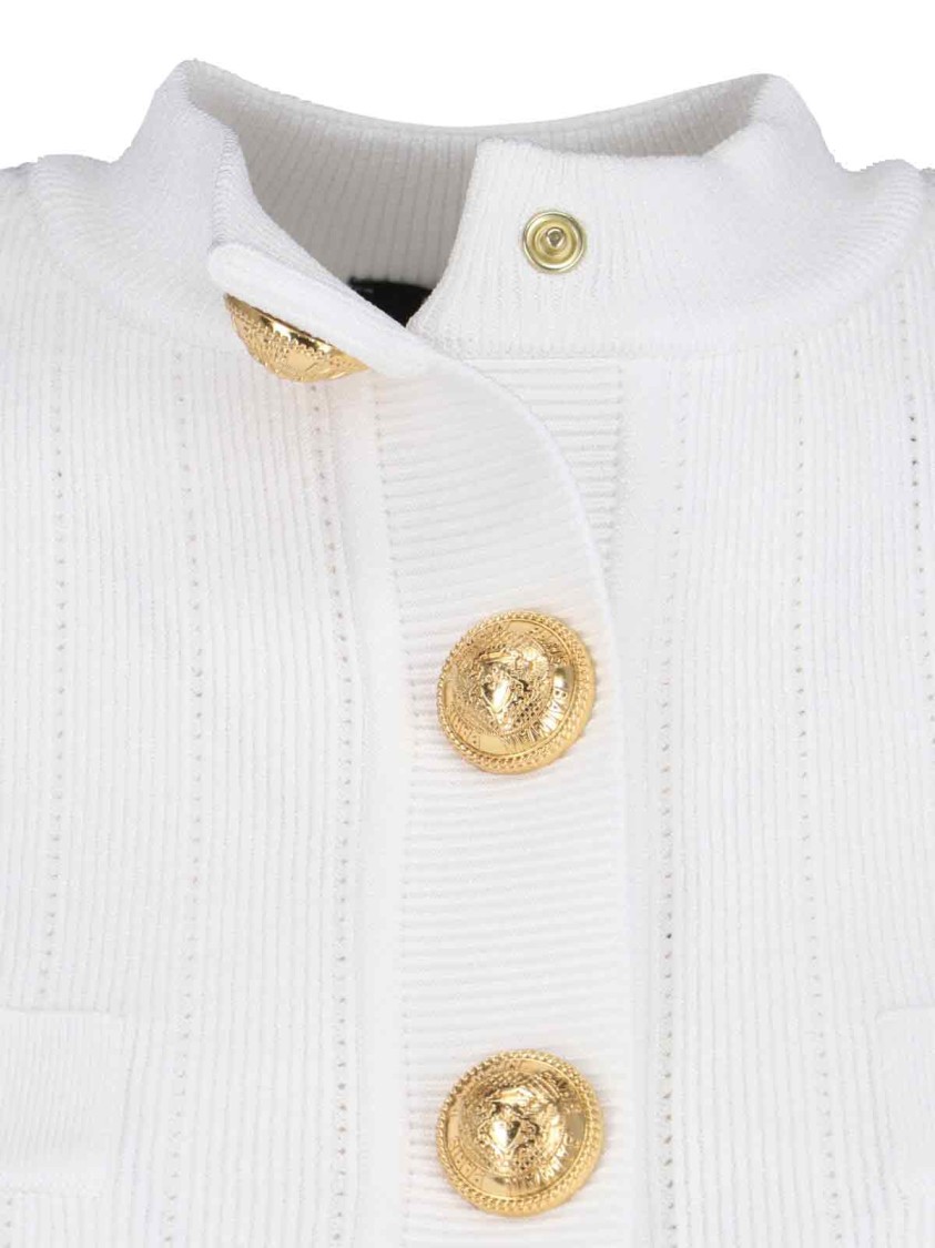 BALMAIN BALMAIN DECORATIVE BUTTON' CARDIGAN – WHITE