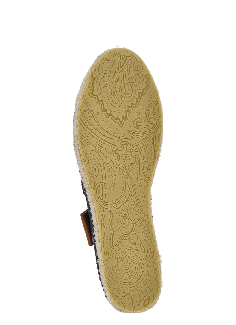Etro Paisley Denim Jacquard Platform Espadrilles In Grey
